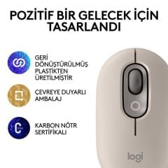 LOGITECH POP MOUSE MİST EMOJİ TUŞLU SESSİZ KABLOSUZ MOUSE - BEJ 910-006651