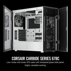 CORSAIR CC-9011170-WW CARBIDE SERISI 678C TEMPERLI CAM YAN PANEL MID TOWER BILGISAYAR KASASI BEYAZ