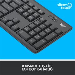 LOGITECH MK295 SESSİZ TÜRKÇE KABLOSUZ KLAVYE & MOUSE SETİ SİYAH 920-009804